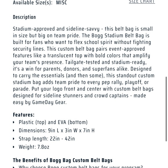 BOGG CLEAR STADIUM BAG!! Plum!!! New adjustable!! Measurements in pic - Picture 2 of 3